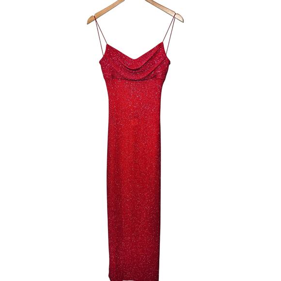 VTG Y2K B. Darlin Gown BabyDoll Fuchsia Sparkle Pageant Strappy Maxi Evening 7/8 - Picture 1 of 8